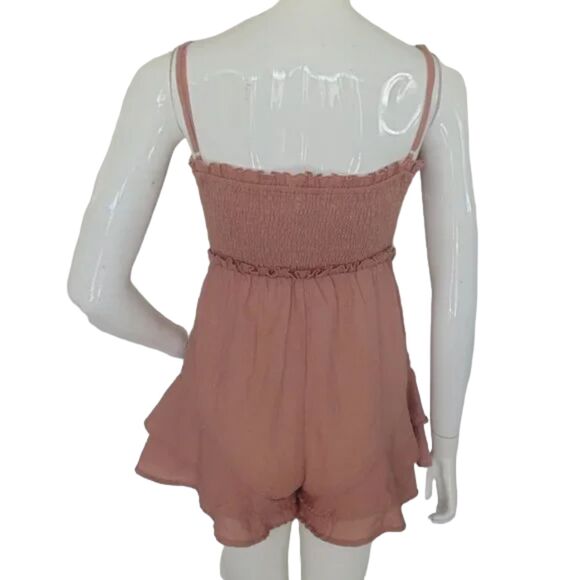 RUMOR Romper, 8, Desert Rose, Ruffle hem/waist Bust, Smocked, Spaghetti Straps, - Picture 6 of 12